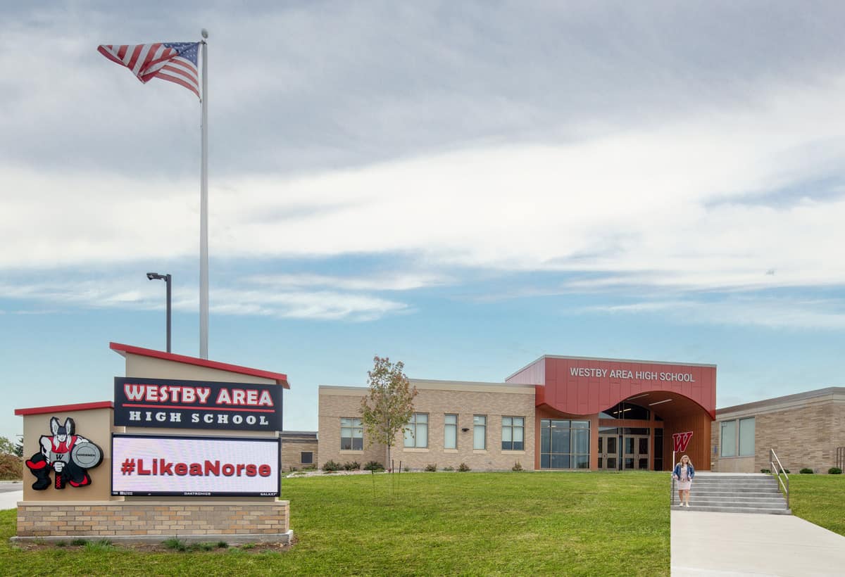 Westby High School main entrance