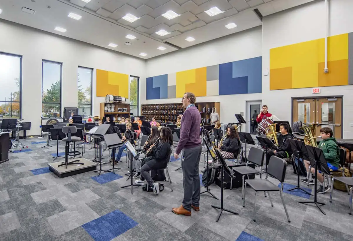 Band room, music wing, New Vel Phillips Middle School, Oshkosh WI