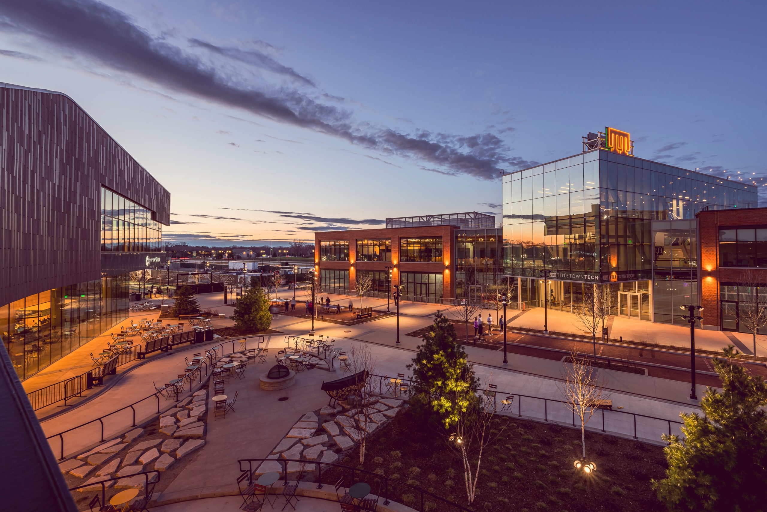 TitletownTech plaza at dusk
